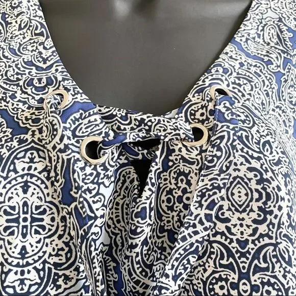 laundry by shelli segal blue white paisley top size XS - Picture 4 of 10